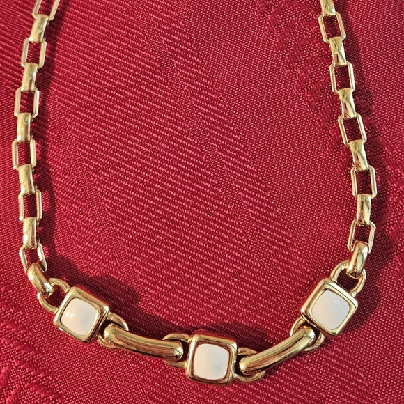 Vintage Monet Chain Necklace with Square Cabochons